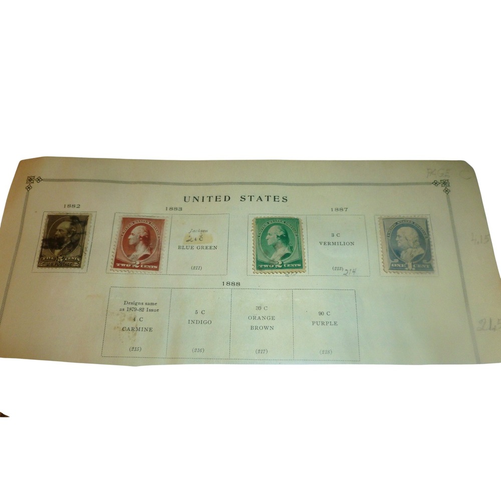US 19th Century Stamps Lot Scott 205 210 212 213 Used Bank Note Issues 1882-